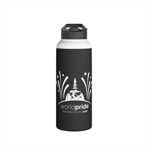 32oz Stainless Steel Water Bottle - WorldPride 2025 Limited Edition - Black & White